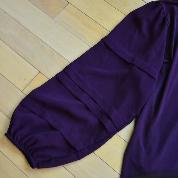 Calvin Klein V Neck Blouse with Sheer Sleeves Size XL Merlot - Picture 9 of 9